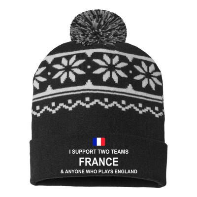 I Support Two Team France And Anyone Who Plays England USA-Made Snowflake Beanie