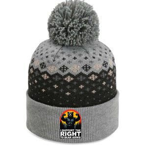 I Support The Right To Bear Arms Retro Bear Design The Baniff Cuffed Pom Beanie