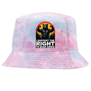 I Support The Right To Bear Arms Retro Bear Design Tie-Dyed Bucket Hat