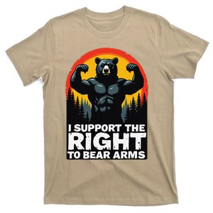 I Support The Right To Bear Arms Retro Bear Design T-Shirt