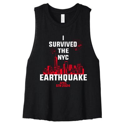 I Survived The Nyc Earthquake 2024 Women's Racerback Cropped Tank