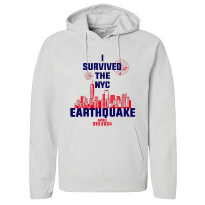 I Survived The Nyc Earthquake 2024 Performance Fleece Hoodie