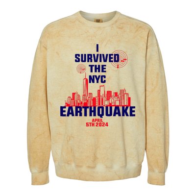 I Survived The Nyc Earthquake 2024 Colorblast Crewneck Sweatshirt