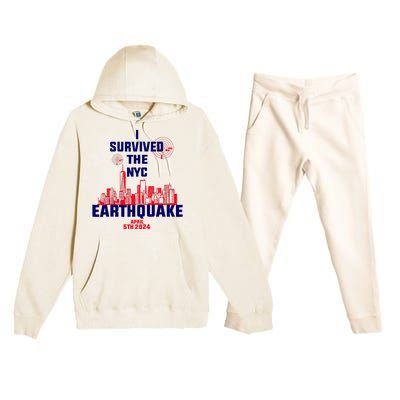 I Survived The Nyc Earthquake 2024 Premium Hooded Sweatsuit Set