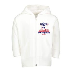 I Survived The Nyc Earthquake 2024 Toddler Zip Fleece Hoodie