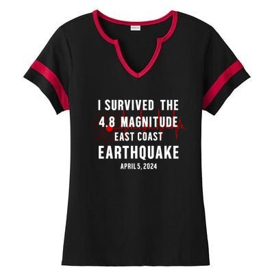 I Survived The Nyc Earthquake 2024 Ladies Halftime Notch Neck Tee