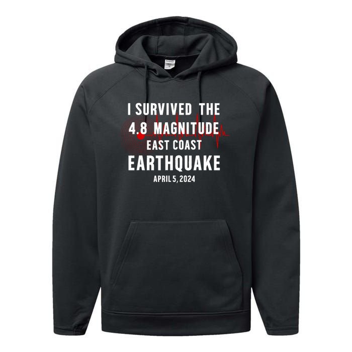 I Survived The Nyc Earthquake 2024 Performance Fleece Hoodie