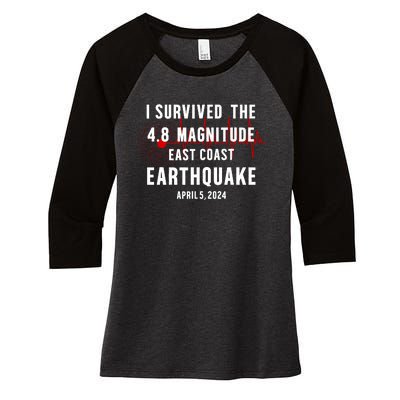 I Survived The Nyc Earthquake 2024 Women's Tri-Blend 3/4-Sleeve Raglan Shirt