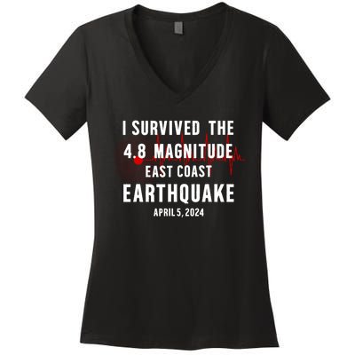 I Survived The Nyc Earthquake 2024 Women's V-Neck T-Shirt