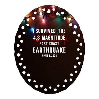 I Survived The Nyc Earthquake 2024 Ceramic Oval Ornament