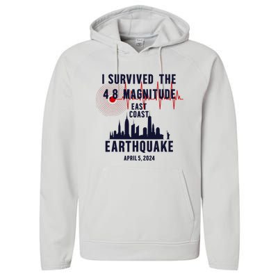 I Survived The Nyc Earthquake 2024 Performance Fleece Hoodie