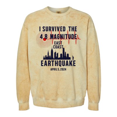 I Survived The Nyc Earthquake 2024 Colorblast Crewneck Sweatshirt