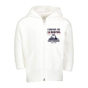 I Survived The Nyc Earthquake 2024 Toddler Zip Fleece Hoodie