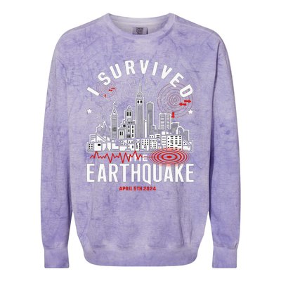 I Survived The Nyc Earthquake Colorblast Crewneck Sweatshirt