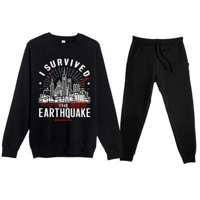 I Survived The Nyc Earthquake Premium Crewneck Sweatsuit Set