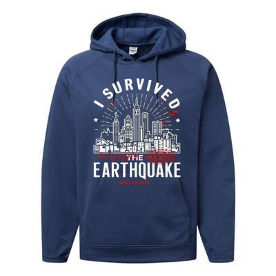 I Survived The Nyc Earthquake Performance Fleece Hoodie