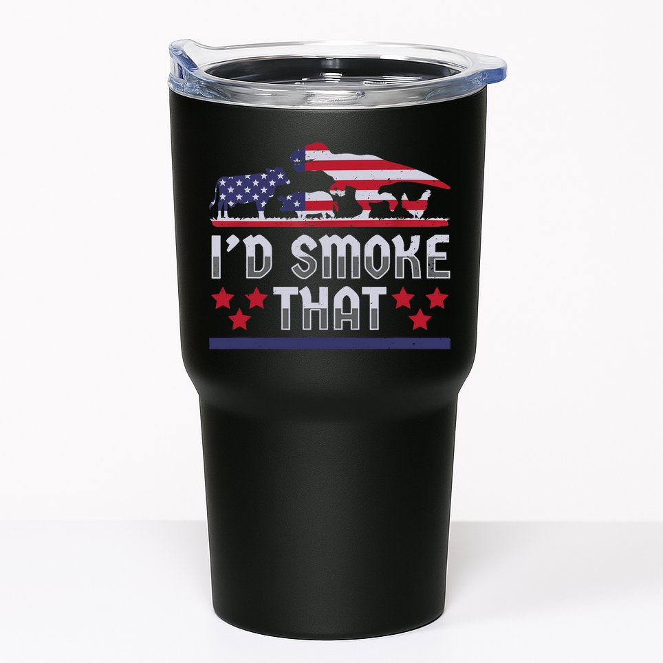 I'd Smoke That BBQ Barbeque Patriot Dinosaur T-Rexs Tumbler