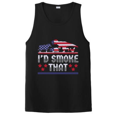 I'd Smoke That BBQ Barbeque Patriot Dinosaur T-Rexs PosiCharge Competitor Tank