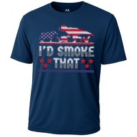 I'd Smoke That BBQ Barbeque Patriot Dinosaur T-Rexs Cooling Performance Crew T-Shirt