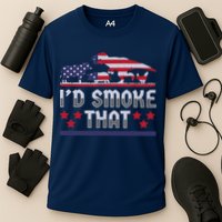 I'd Smoke That BBQ Barbeque Patriot Dinosaur T-Rexs Cooling Performance Crew T-Shirt