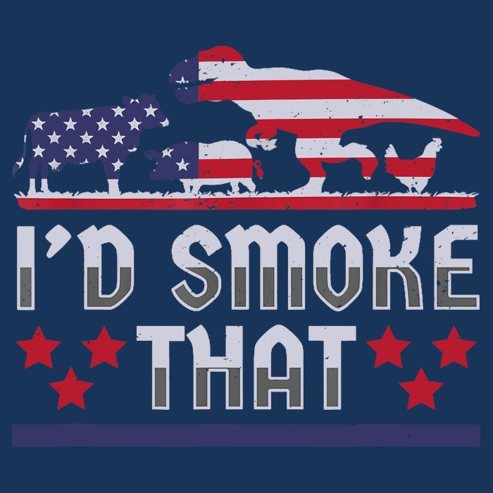 I'd Smoke That BBQ Barbeque Patriot Dinosaur T-Rexs Cooling Performance Crew T-Shirt
