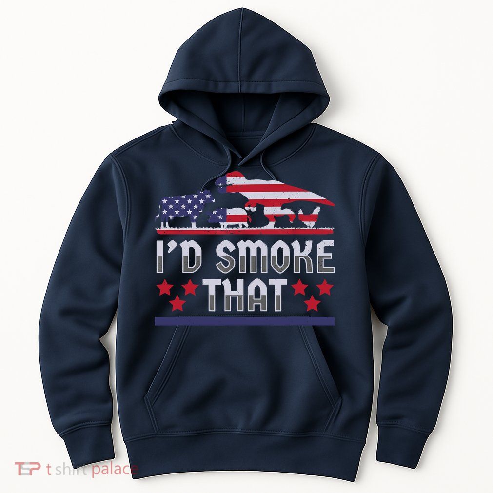 I'd Smoke That BBQ Barbeque Patriot Dinosaur T-Rexs Hoodie