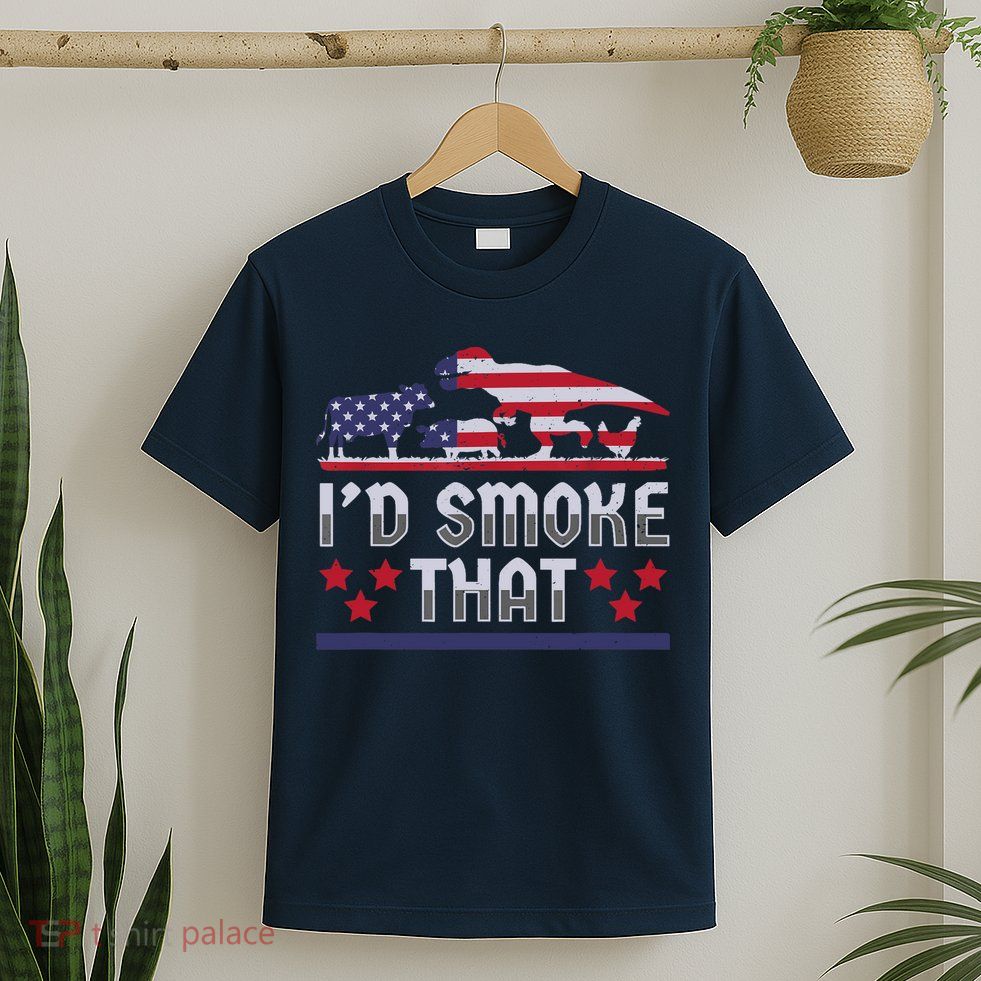 I'd Smoke That BBQ Barbeque Patriot Dinosaur T-Rexs T-Shirt