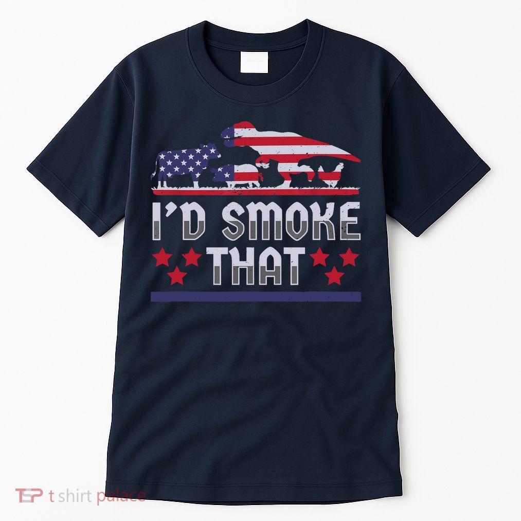 I'd Smoke That BBQ Barbeque Patriot Dinosaur T-Rexs Tall T-Shirt