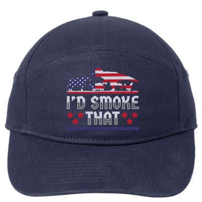 I'd Smoke That BBQ Barbeque Patriot Dinosaur T-Rexs 7-Panel Snapback Hat