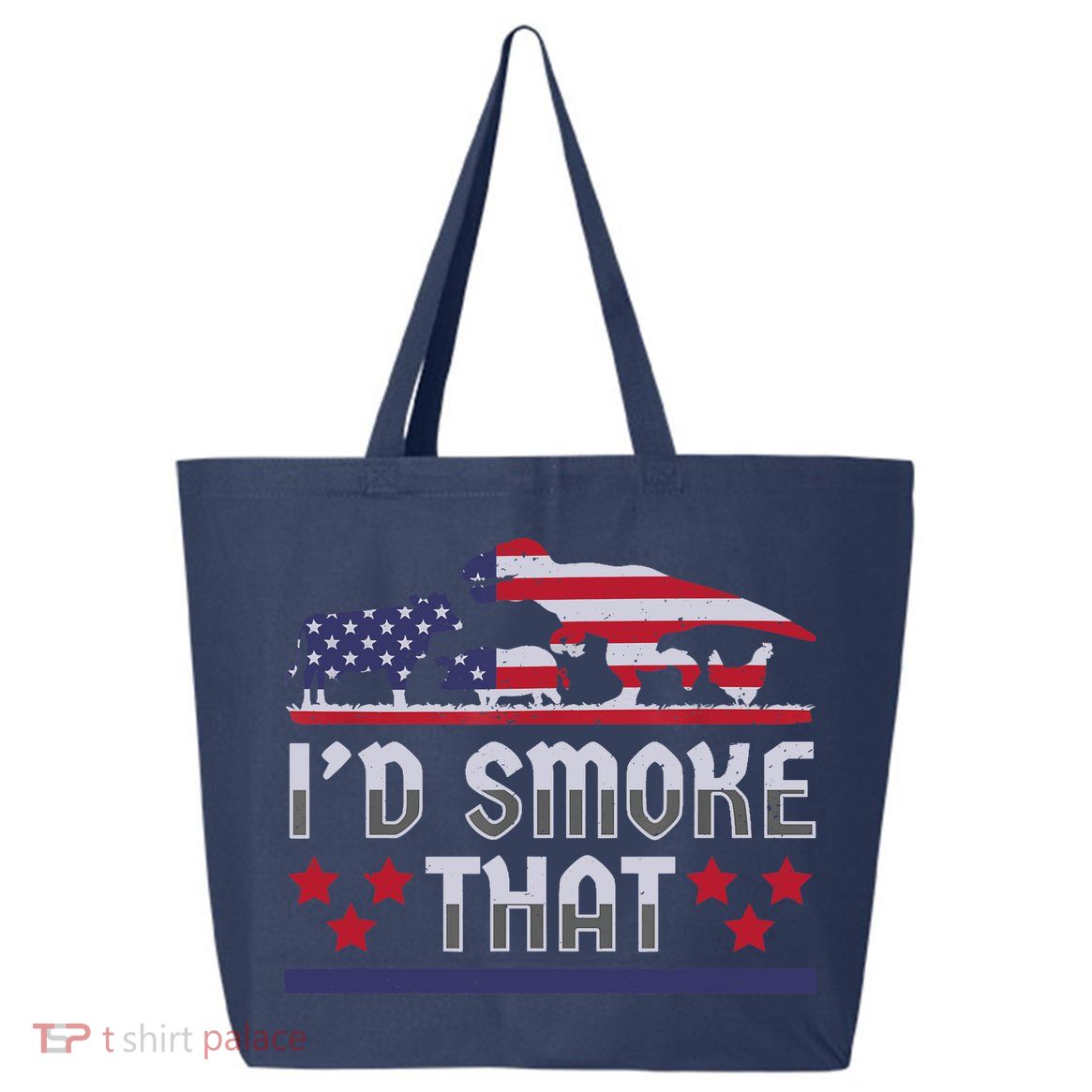 I'd Smoke That BBQ Barbeque Patriot Dinosaur T-Rexs 25L Jumbo Tote