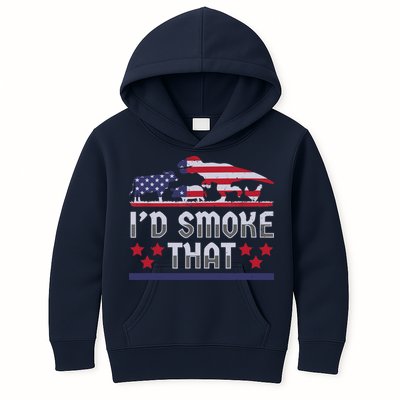 I'd Smoke That BBQ Barbeque Patriot Dinosaur T-Rexs Kids Hoodie