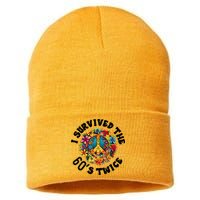 I Survived The 60s Sixties Twice 70th Birthday 60th Funny Sustainable Knit Beanie