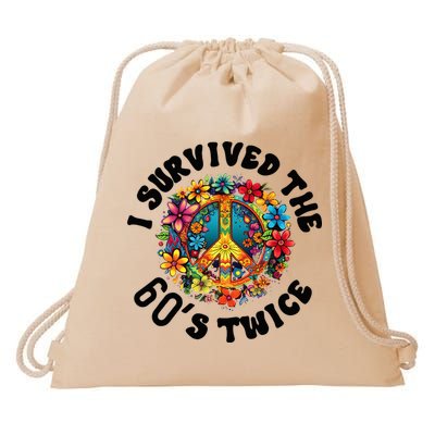 I Survived The 60s Sixties Twice 70th Birthday 60th Funny Drawstring Bag