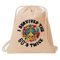 I Survived The 60s Sixties Twice 70th Birthday 60th Funny Drawstring Bag