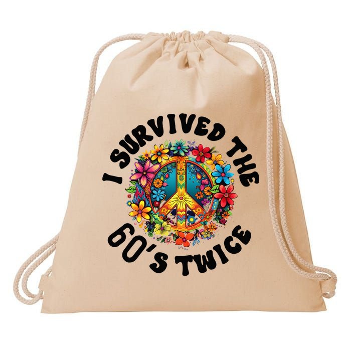 I Survived The 60s Sixties Twice 70th Birthday 60th Funny Drawstring Bag
