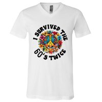 I Survived The 60s Sixties Twice 70th Birthday 60th Funny V-Neck T-Shirt