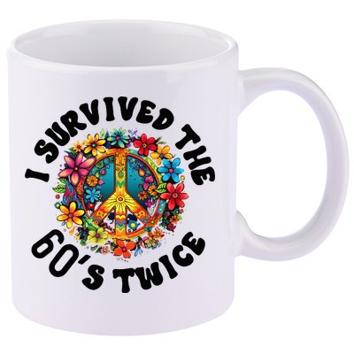 I Survived The 60s Sixties Twice 70th Birthday 60th Funny 11oz C Handle Ceramic Mug