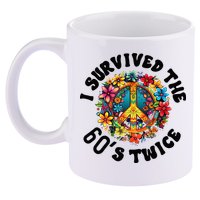 I Survived The 60s Sixties Twice 70th Birthday 60th Funny 11oz C Handle Ceramic Mug