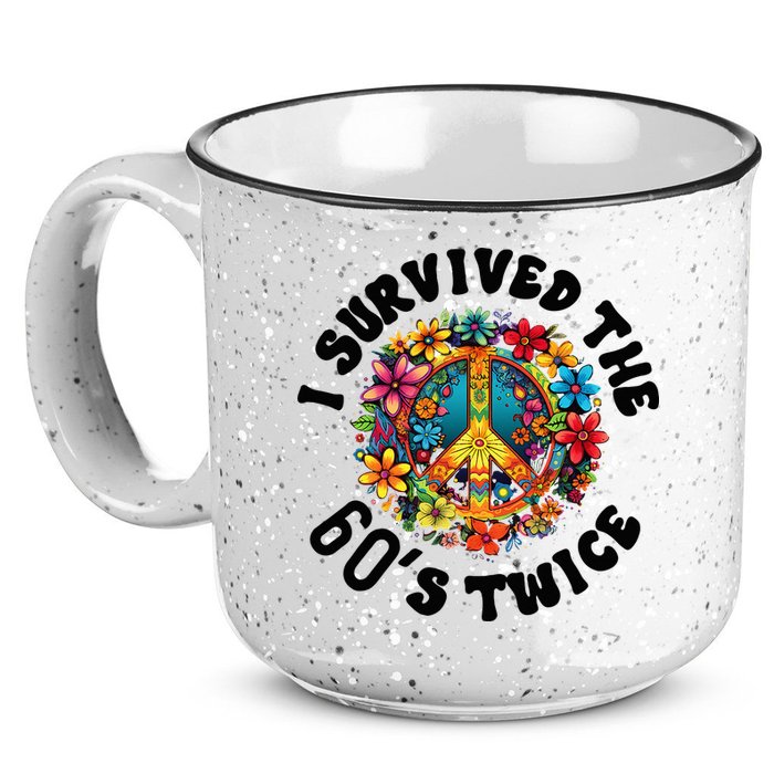 I Survived The 60s Sixties Twice 70th Birthday 60th Funny 15oz Campfire Ceramic Mug