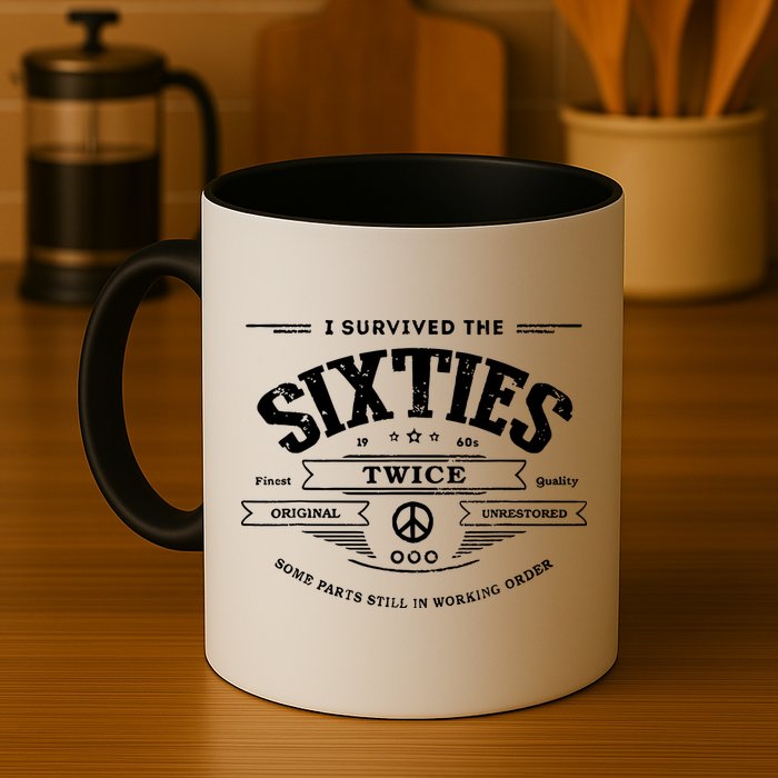 I Survived The Sixties Twice Built In 60s 70th 60th Birthday Mug