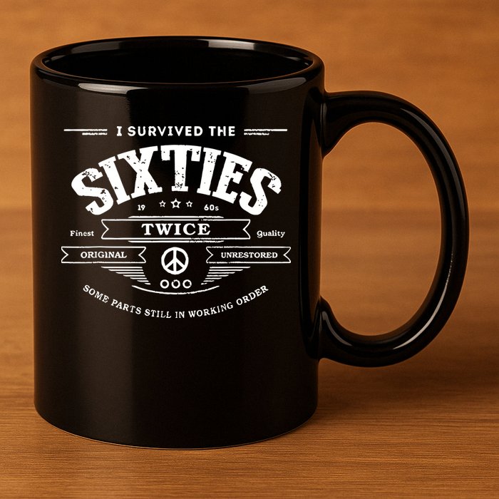 I Survived The Sixties Twice Built In 60s 70th 60th Birthday 11oz C Handle Ceramic Mug