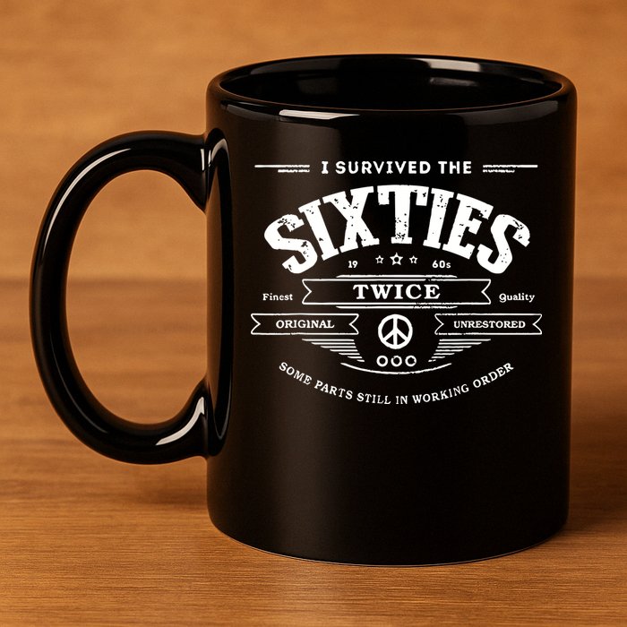 I Survived The Sixties Twice Built In 60s 70th 60th Birthday 11oz C Handle Ceramic Mug
