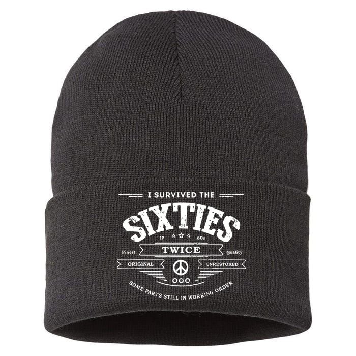 I Survived The Sixties Twice Built In 60s 70th 60th Birthday Sustainable Knit Beanie