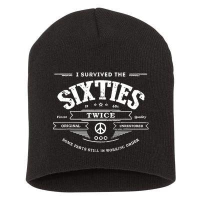 I Survived The Sixties Twice Built In 60s 70th 60th Birthday Short Acrylic Beanie