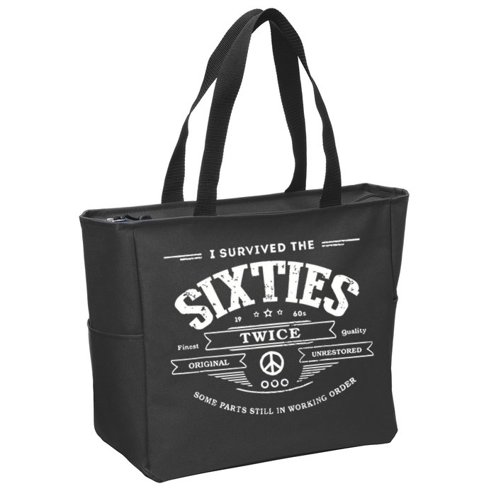 I Survived The Sixties Twice Built In 60s 70th 60th Birthday Zip Tote Bag