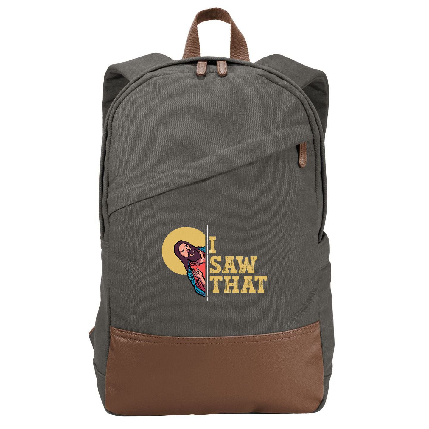 I Saw That Jesus Funny Christian Easter Cotton Canvas Backpack