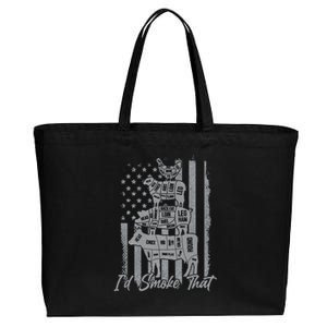 Id smoke that funny grilling I'd smoke that US flag 4th July Cotton Canvas Jumbo Tote