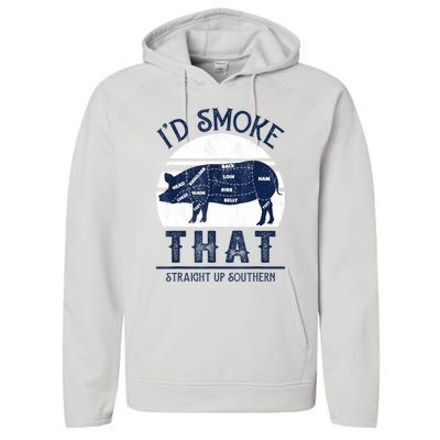 Id Smoke That Straight Up Southern Pig Vintage Performance Fleece Hoodie