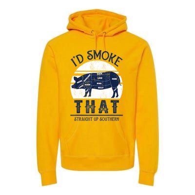 Id Smoke That Straight Up Southern Pig Vintage Premium Hoodie