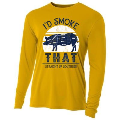 Id Smoke That Straight Up Southern Pig Vintage Cooling Performance Long Sleeve Crew